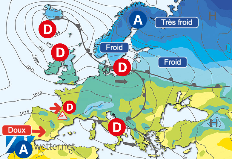 Carte de prévisions d'europe du Lundi 12 février 2024