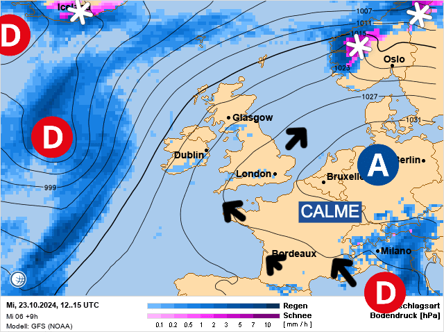 Carte de prévisions d'europe du Mercredi 23 octobre 2024