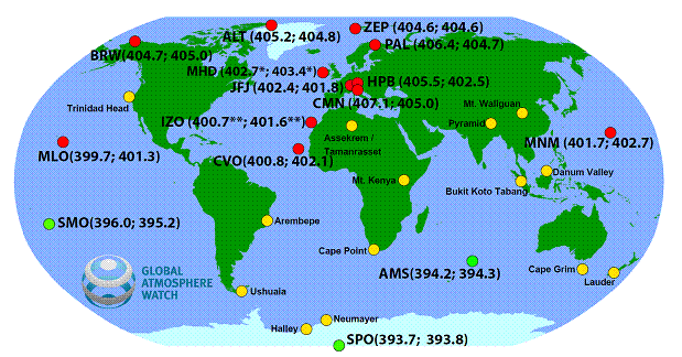 Image d'illustration pour Concentrations de CO2 > 400 ppm dans tout l'hémisphère Nord